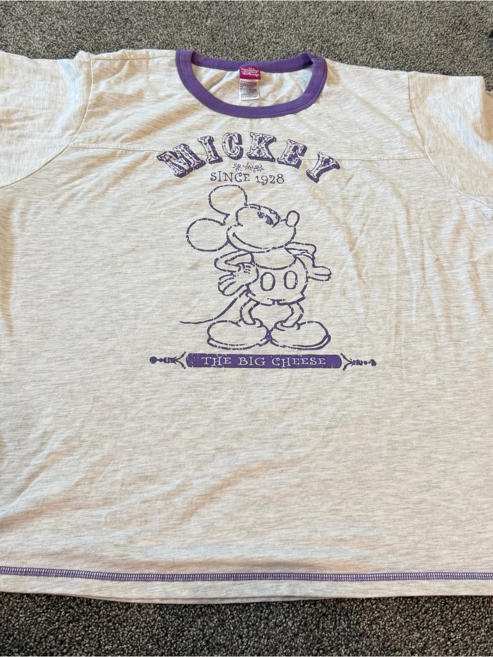 Disney Light Gray Tee with Purple Trim and Mickey Graphic